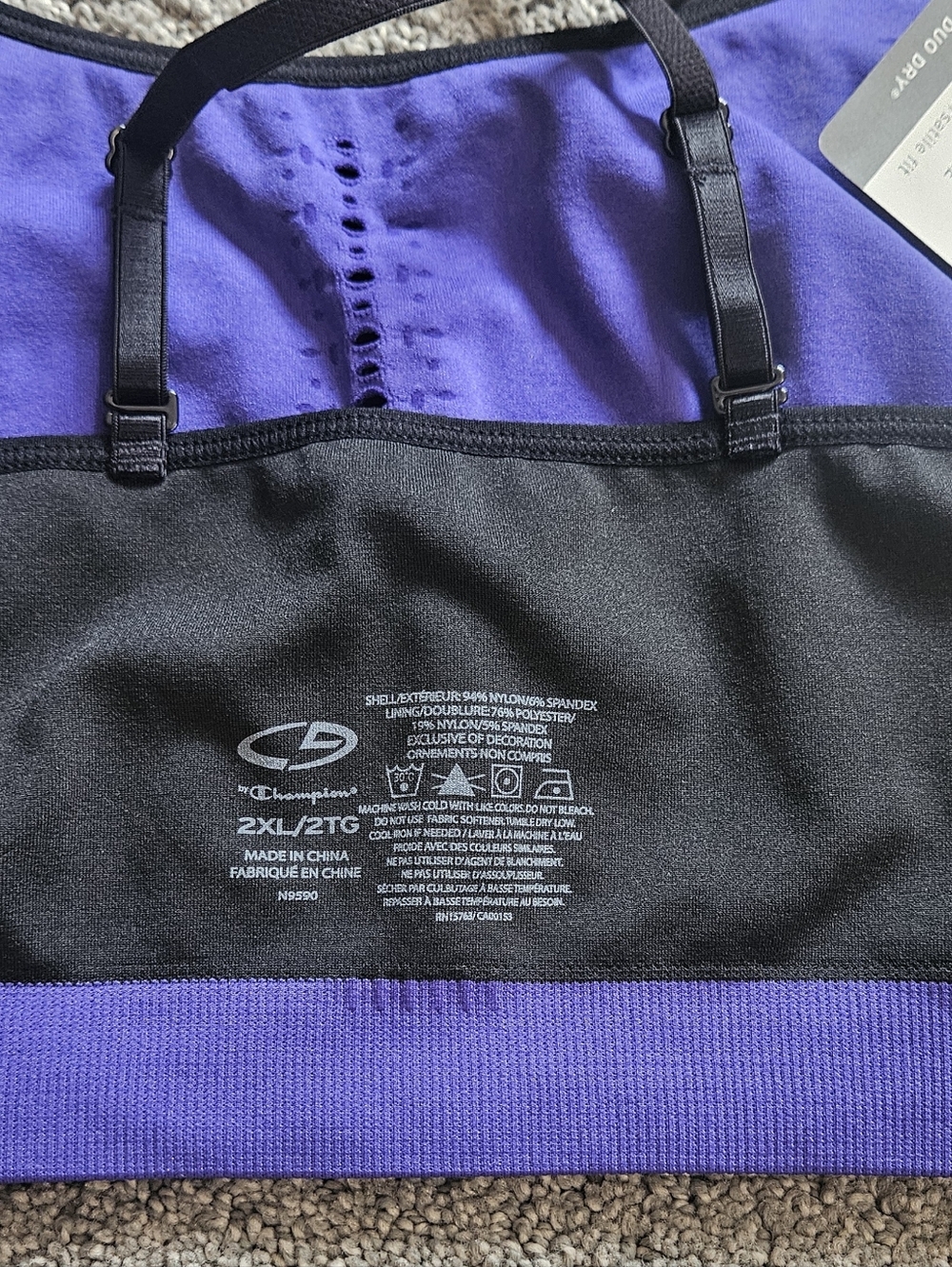 Champion Purple Seamless Sports Bra with Eyelet Front - Picture 4 of 4